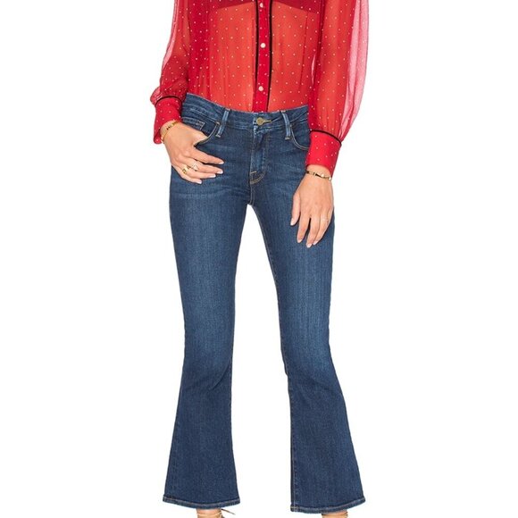 FRAME Le Crop Mini Boot Cropped Boot cut Flared Remsen Blue‎ Denim Jeans Size 25 - Picture 4 of 11